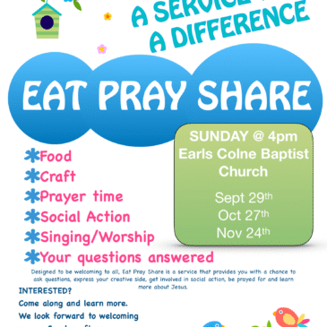 Eat. Pray. Share. New service launching this Sunday!