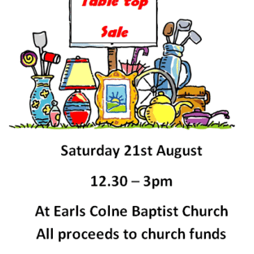 Table top sale with refreshments